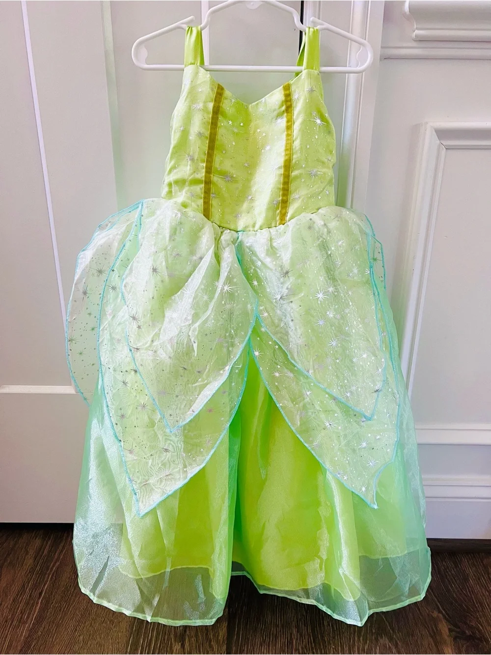 Disney Princess Tiana Deluxe Light-Up Costume Dress Green Fairly Dress Size 110